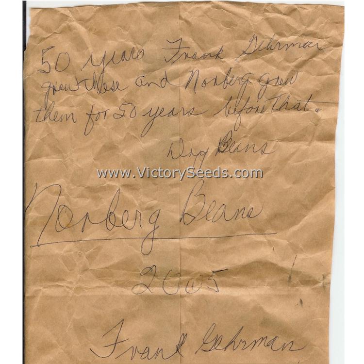The original note that Mr. Gehrman wrote on the back of seeds he brought by the farm in 2005.