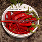 'Long Red Cayenne' hot peppers.