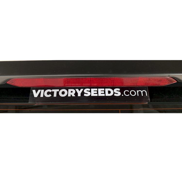 Here is what it looks like in the back window of our car. Show off your favorite seed supplier's web address.