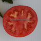 A slice of an 'Andrew Rahart's Jumbo Red' tomato.