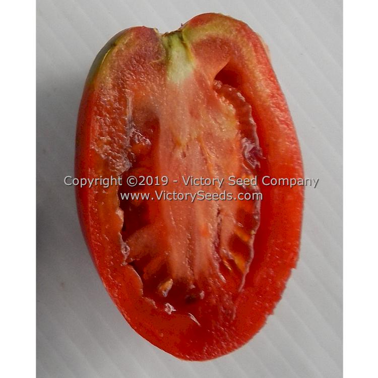 The inside of a 'Dwarf Almandine' tomato.