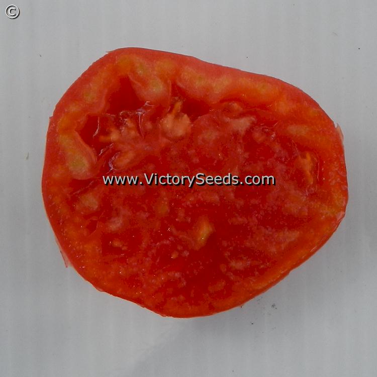 The inside of a 'Dwarf Big Valentine' tomato.