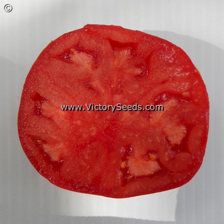 The inside of a 'Dwarf Stony Brook Heart' tomato.