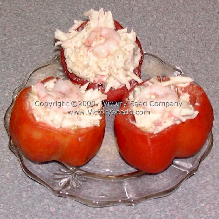 Fresh tomatoes stuffed with slaw and shrimp!