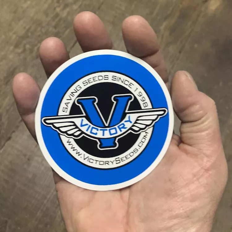 Sticker, 3.5" Round Blue & Black on White Vinyl