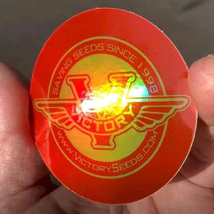 Sticker, 3-inch Round Red & Yellow Holographic